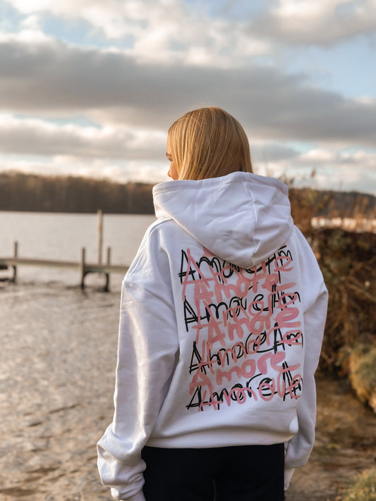 "Amore" Oversized Hoodie - Weiß